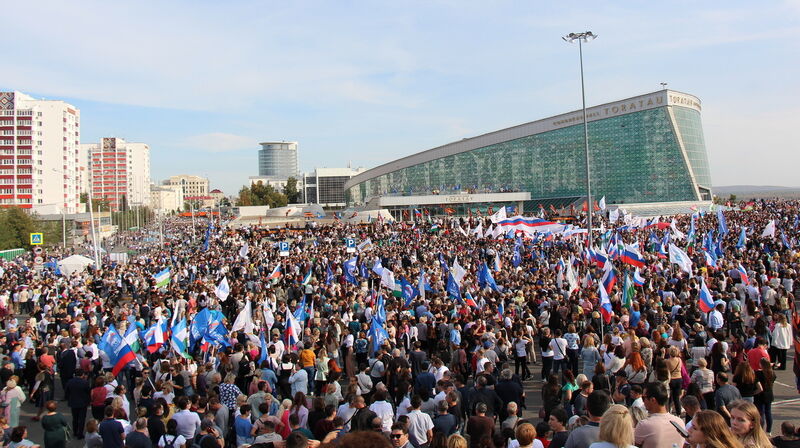 В Уфе прошел митинг-концерт «Потомки Шаймуратова своих не бросают!» в поддержку решения ДНР, ЛНР, Херсонской и Запорожской областей о вхождении в состав России